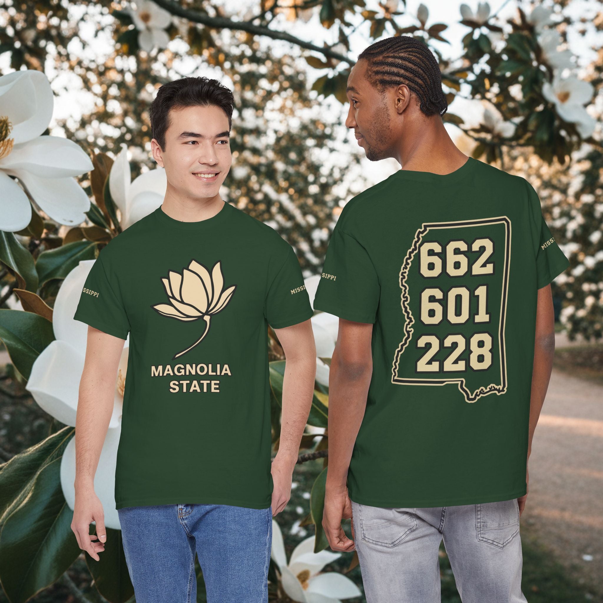 Magnolia State T-Shirt — Mississippi Area Code Shirt (662 · 601 · 228)