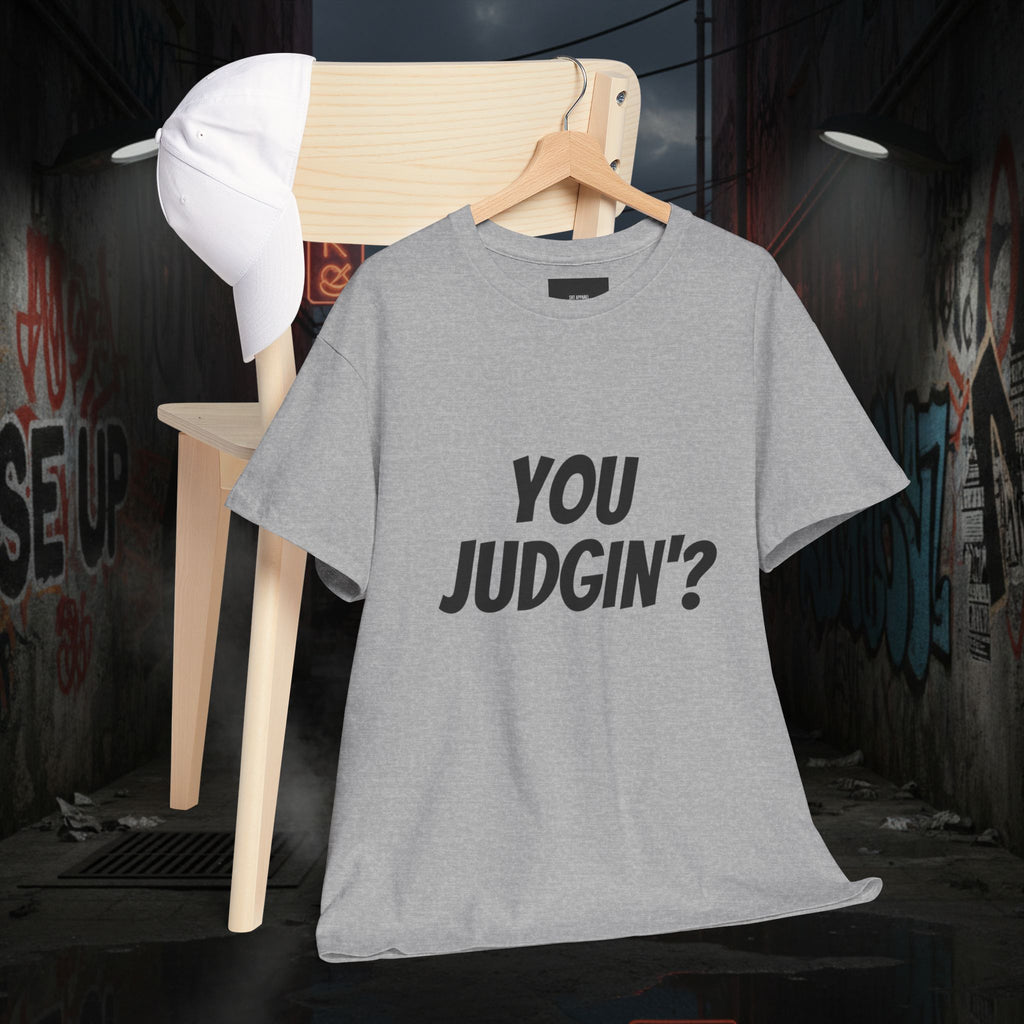 You Judgin'? Graphic Tee — 'Don't Be This Guy' Gavel Judge Back Print
