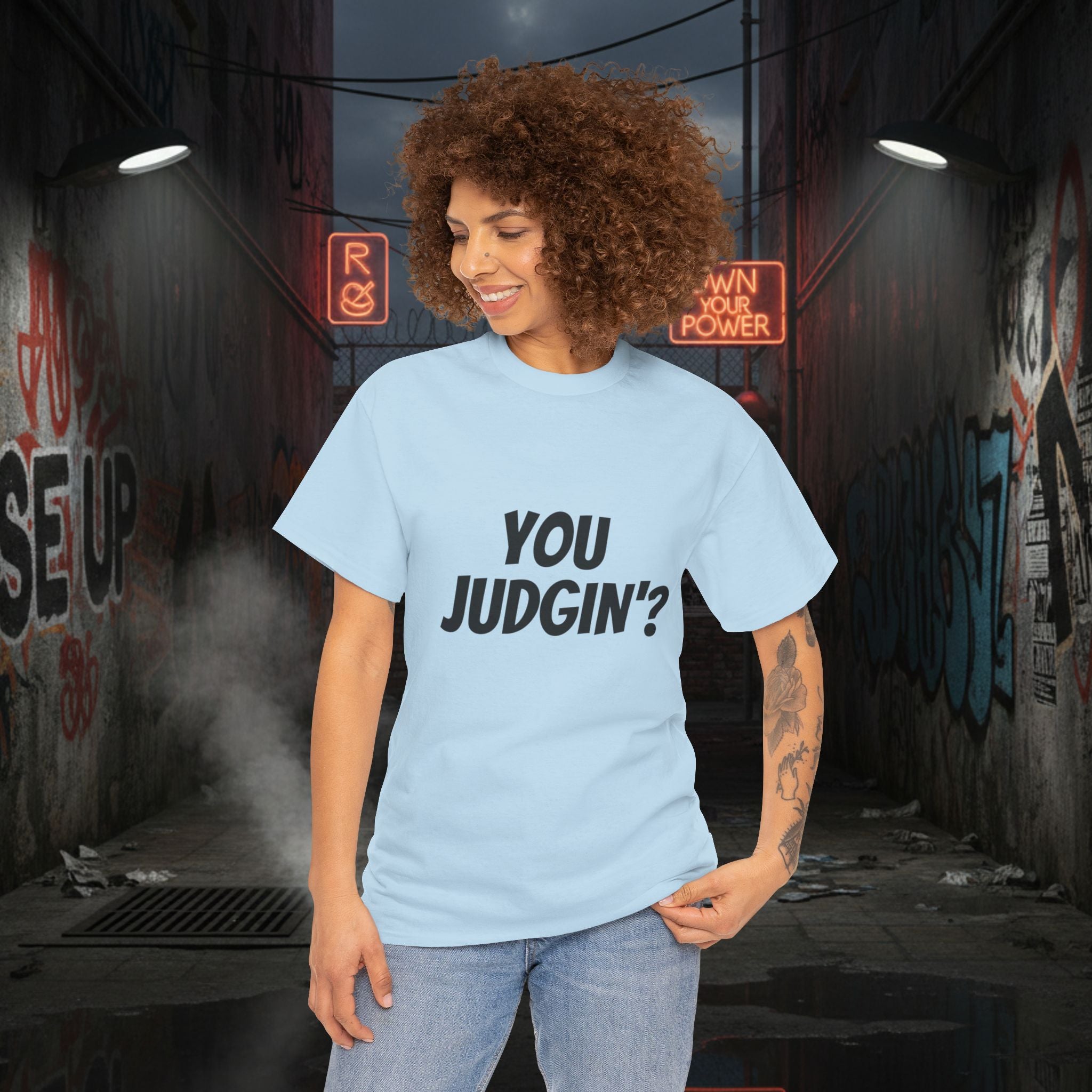 You Judgin'? Graphic Tee — 'Don't Be This Guy' Gavel Judge Back Print
