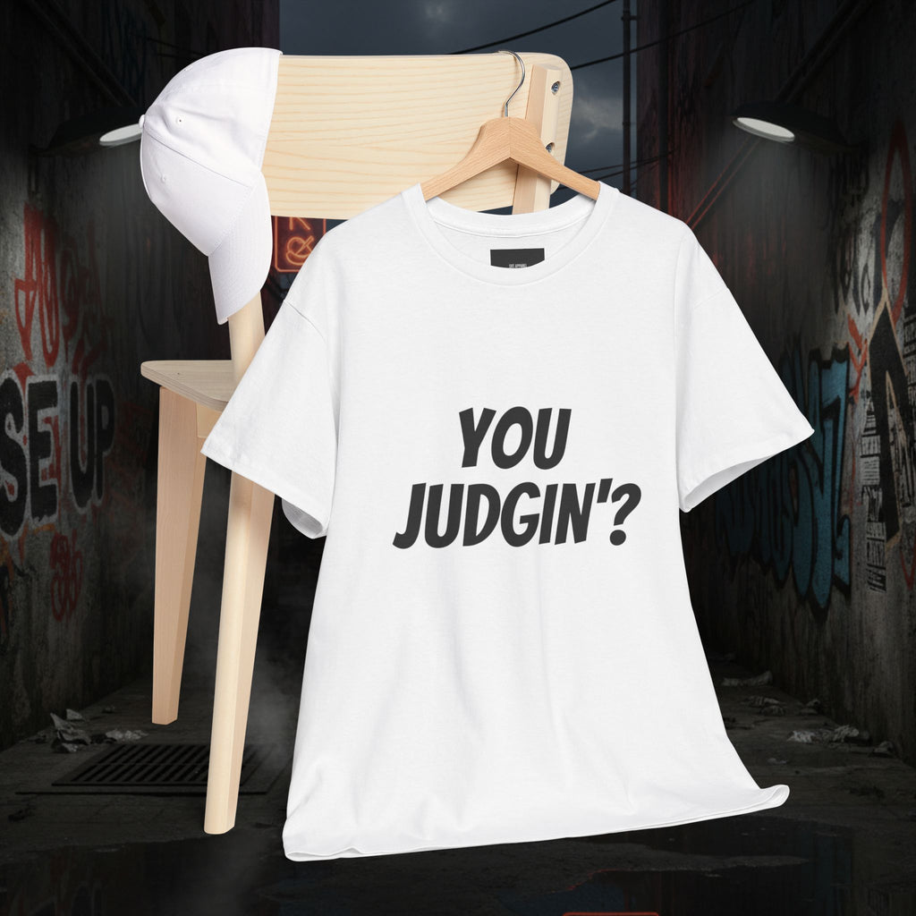 You Judgin'? Graphic Tee — 'Don't Be This Guy' Gavel Judge Back Print