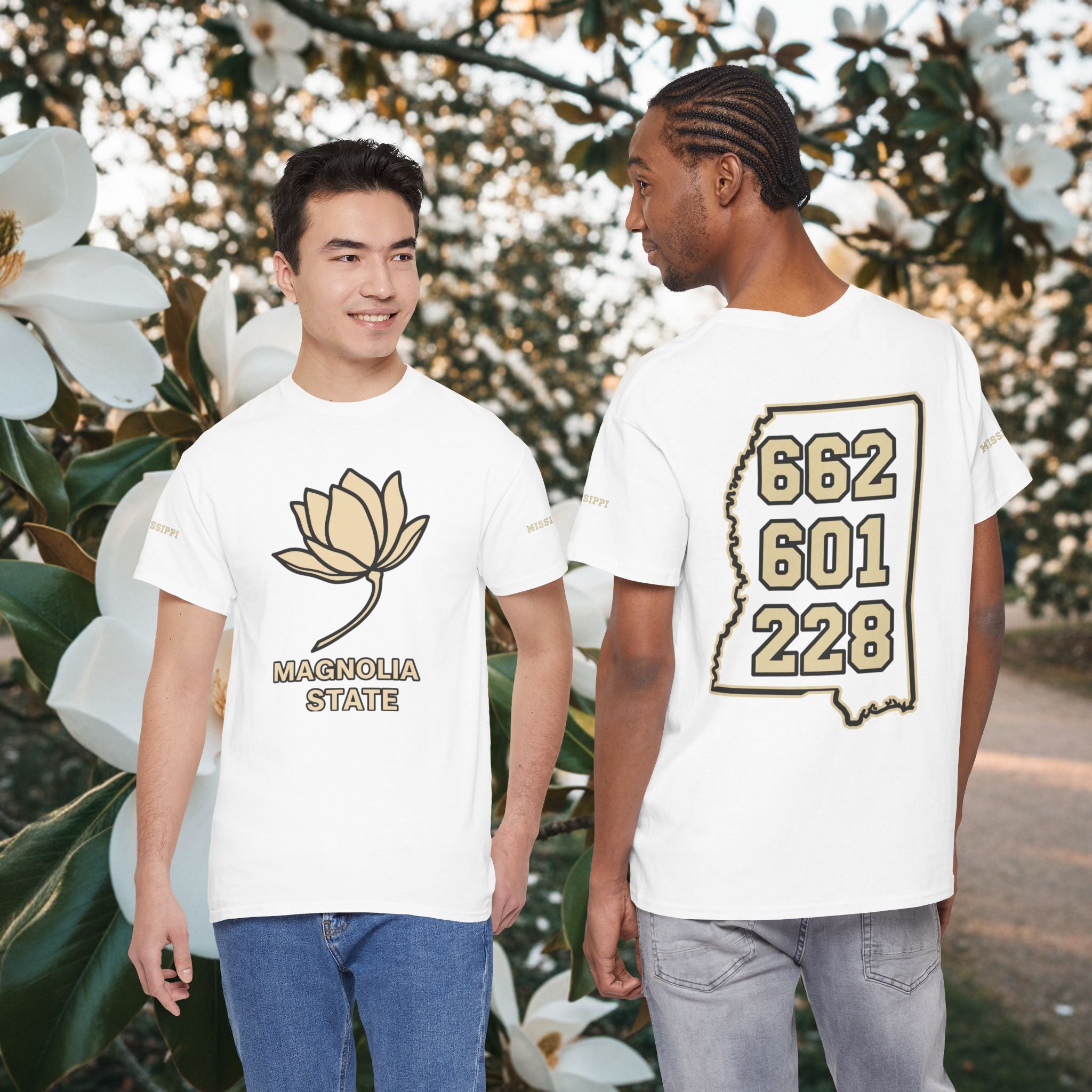 Magnolia State T-Shirt — Mississippi Area Code Shirt (662 · 601 · 228)