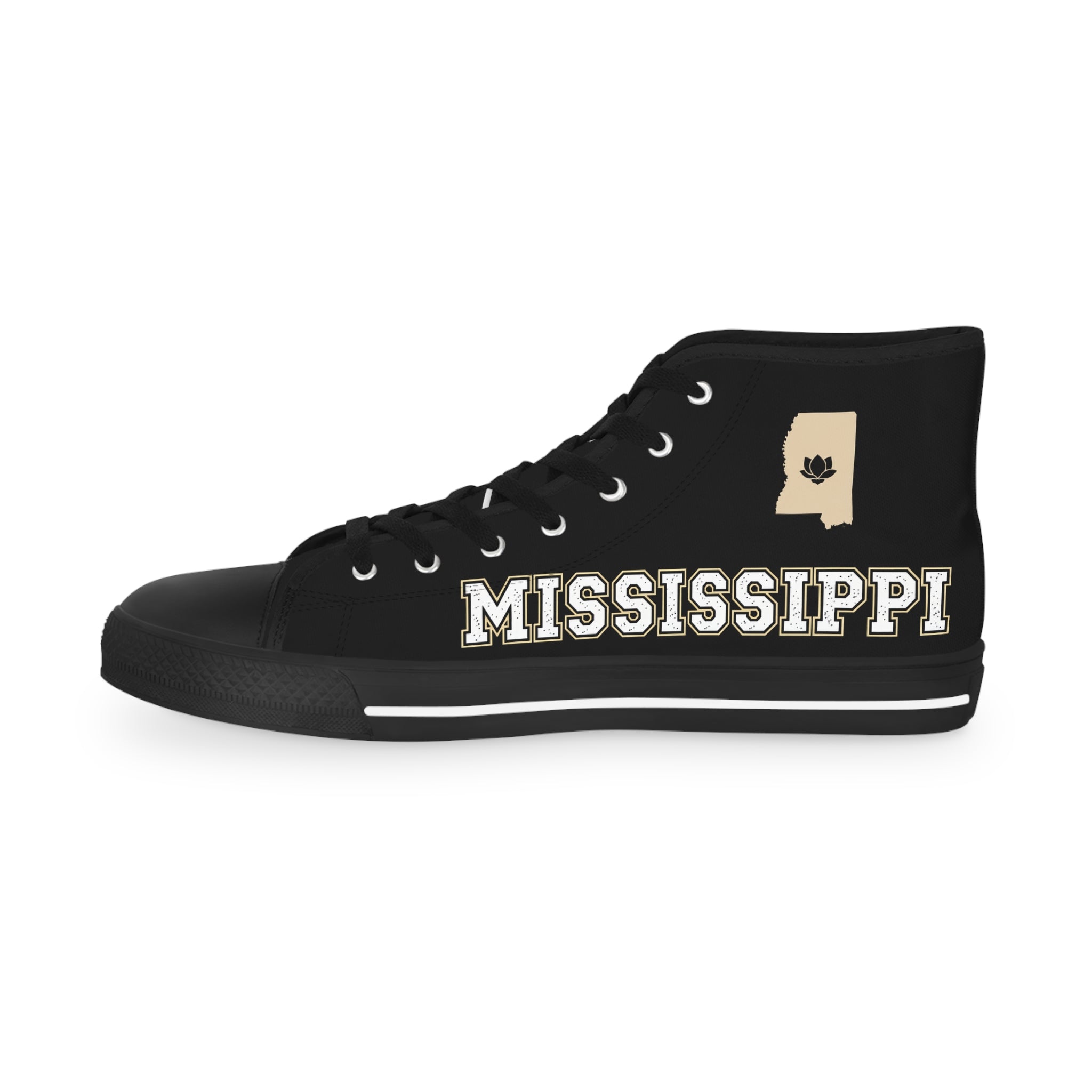Mississippi High Top Sneakers — White Retro College-Style Men's Shoes