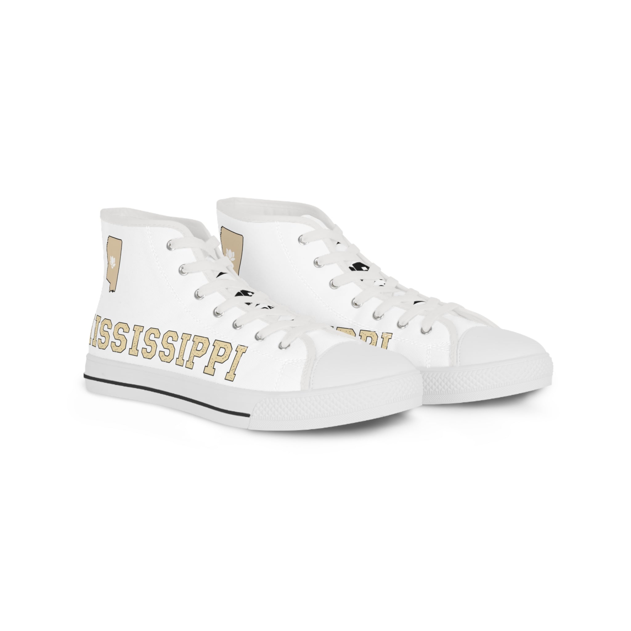 Mississippi High Top Sneakers — White Retro College-Style Men's Shoes