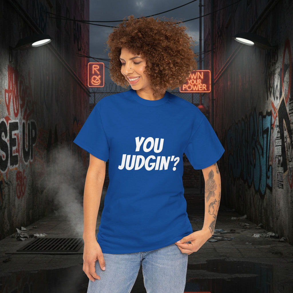 You Judgin'? Graphic Tee — 'Don't Be This Guy' Gavel Judge Back Print
