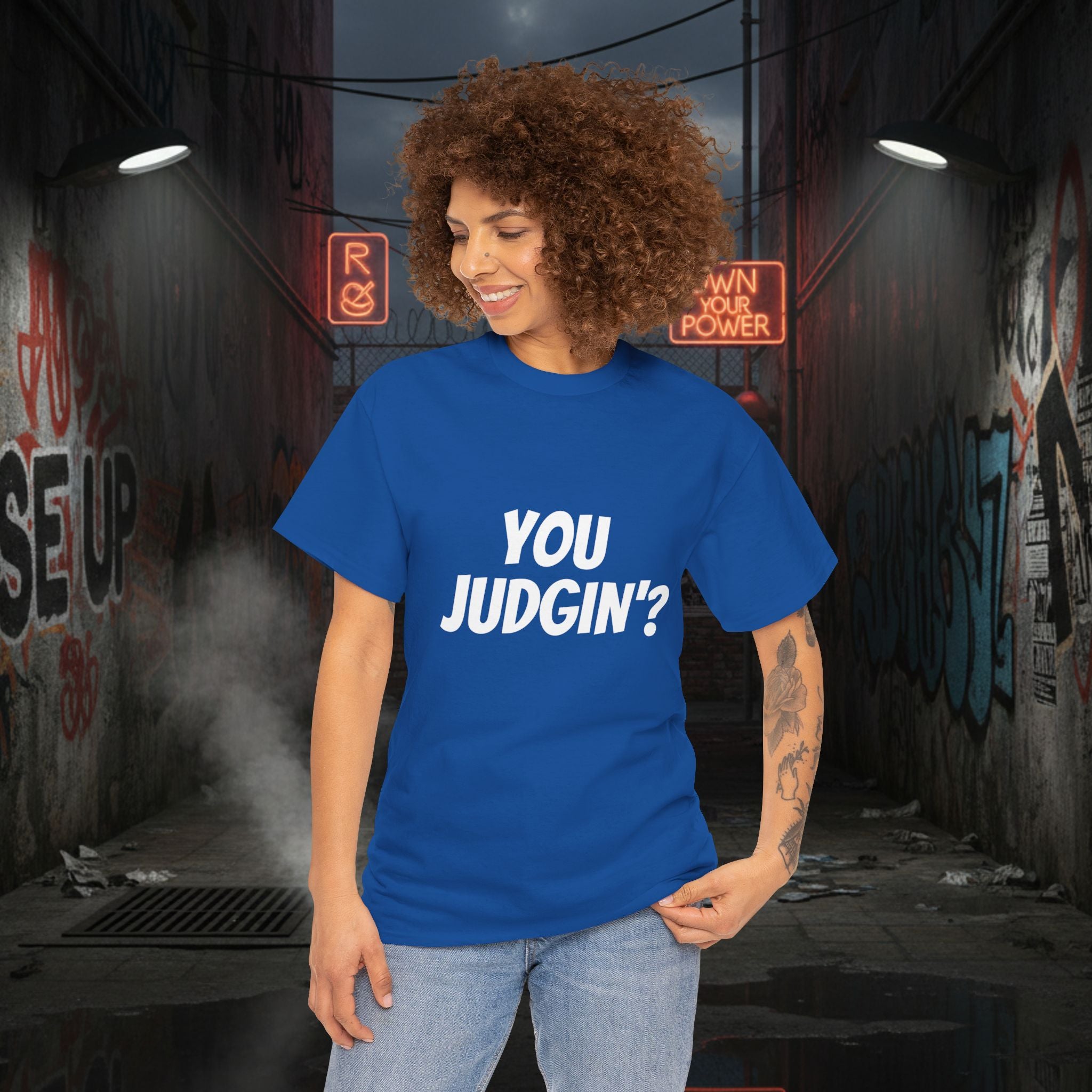 You Judgin'? Graphic Tee — 'Don't Be This Guy' Gavel Judge Back Print