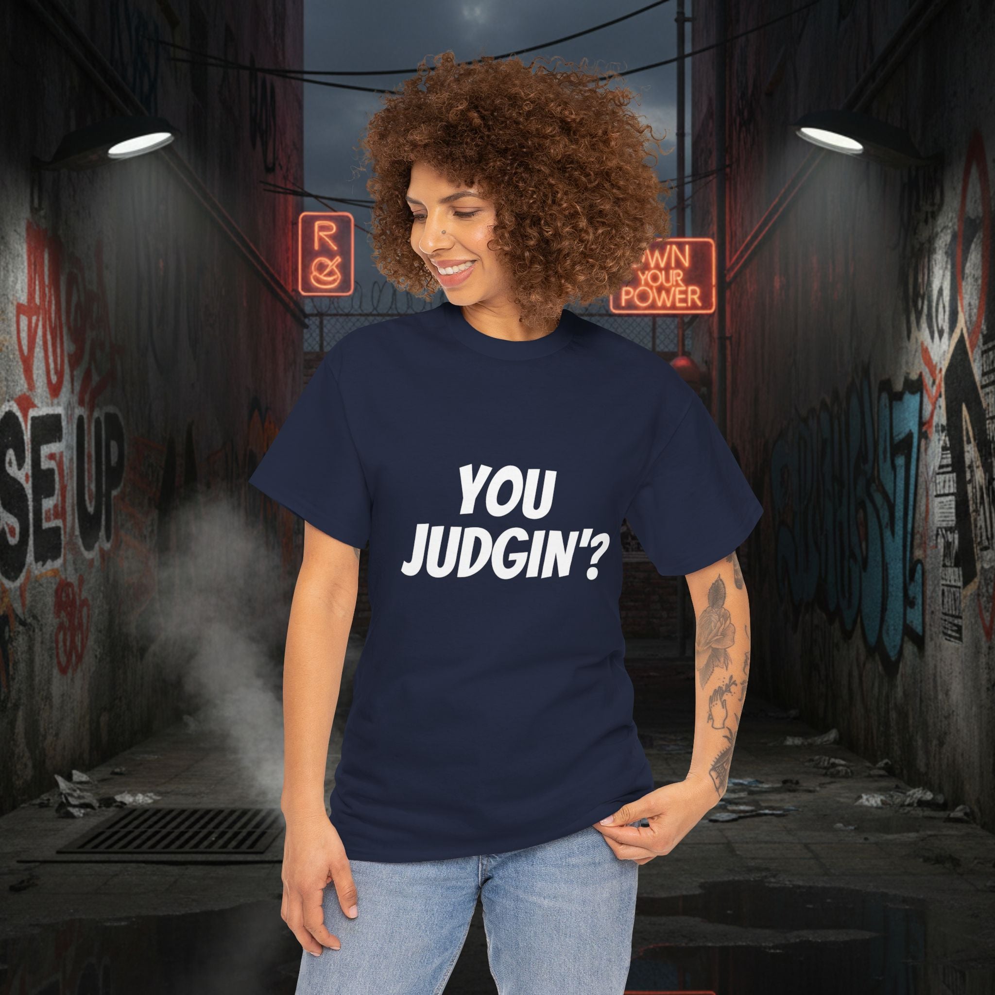 You Judgin'? Graphic Tee — 'Don't Be This Guy' Gavel Judge Back Print
