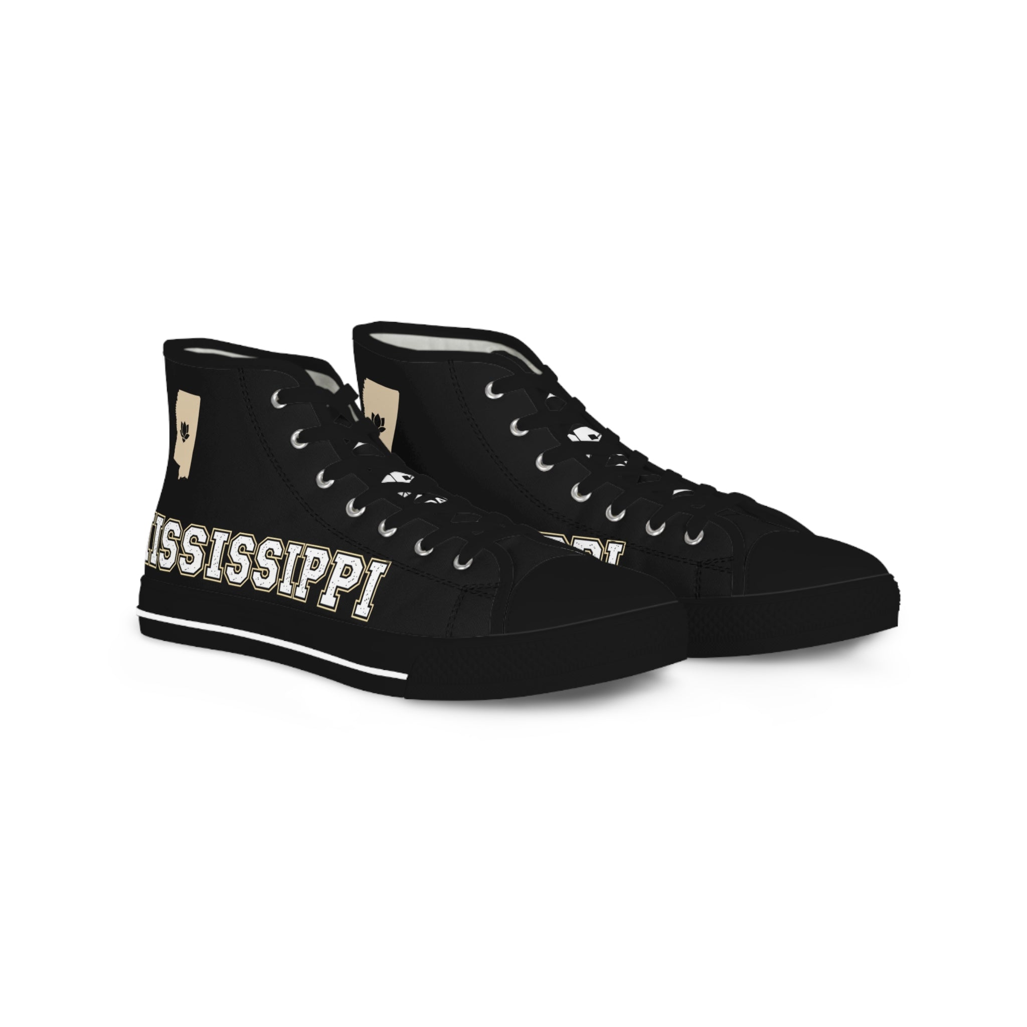 Mississippi High Top Sneakers — White Retro College-Style Men's Shoes
