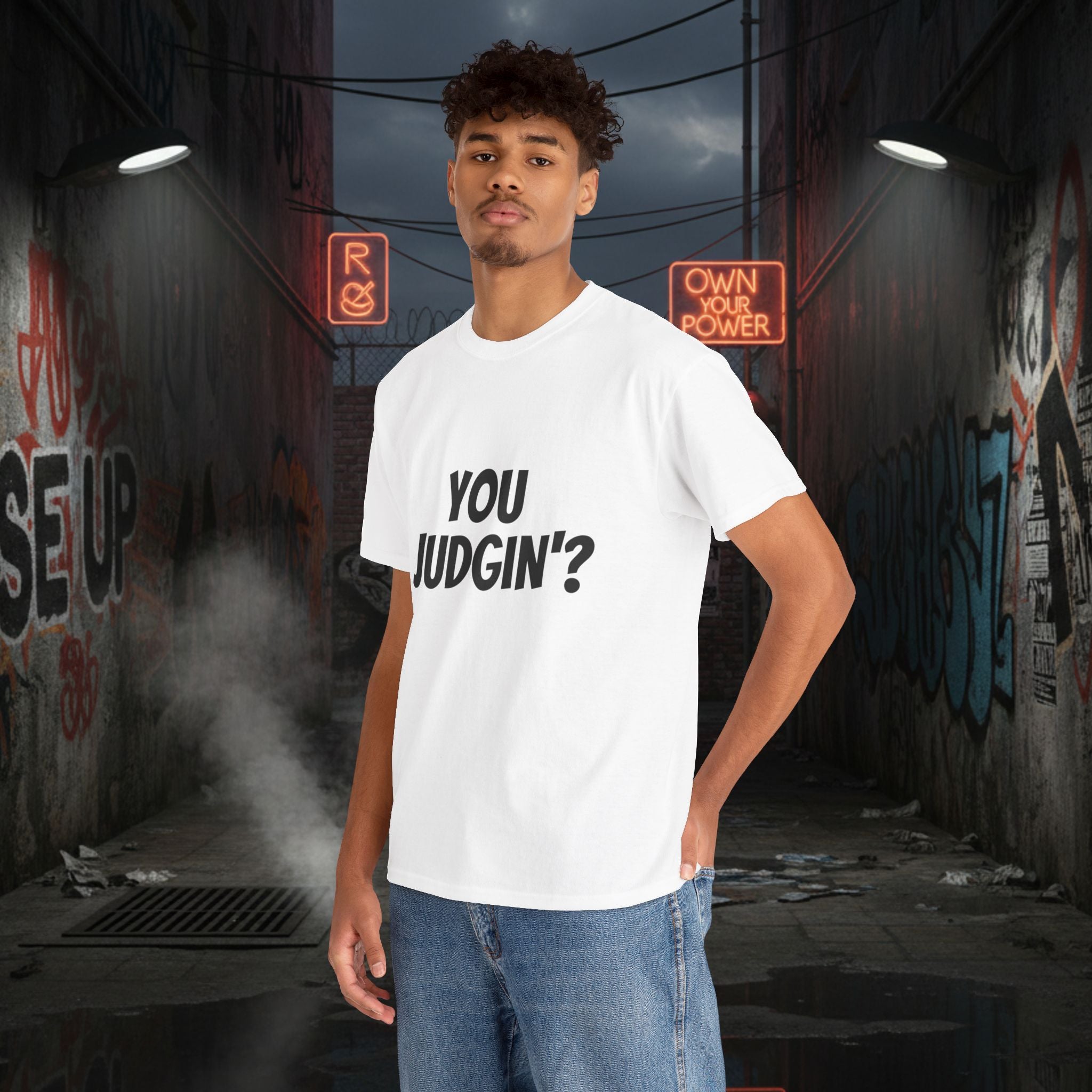You Judgin'? Graphic Tee — 'Don't Be This Guy' Gavel Judge Back Print