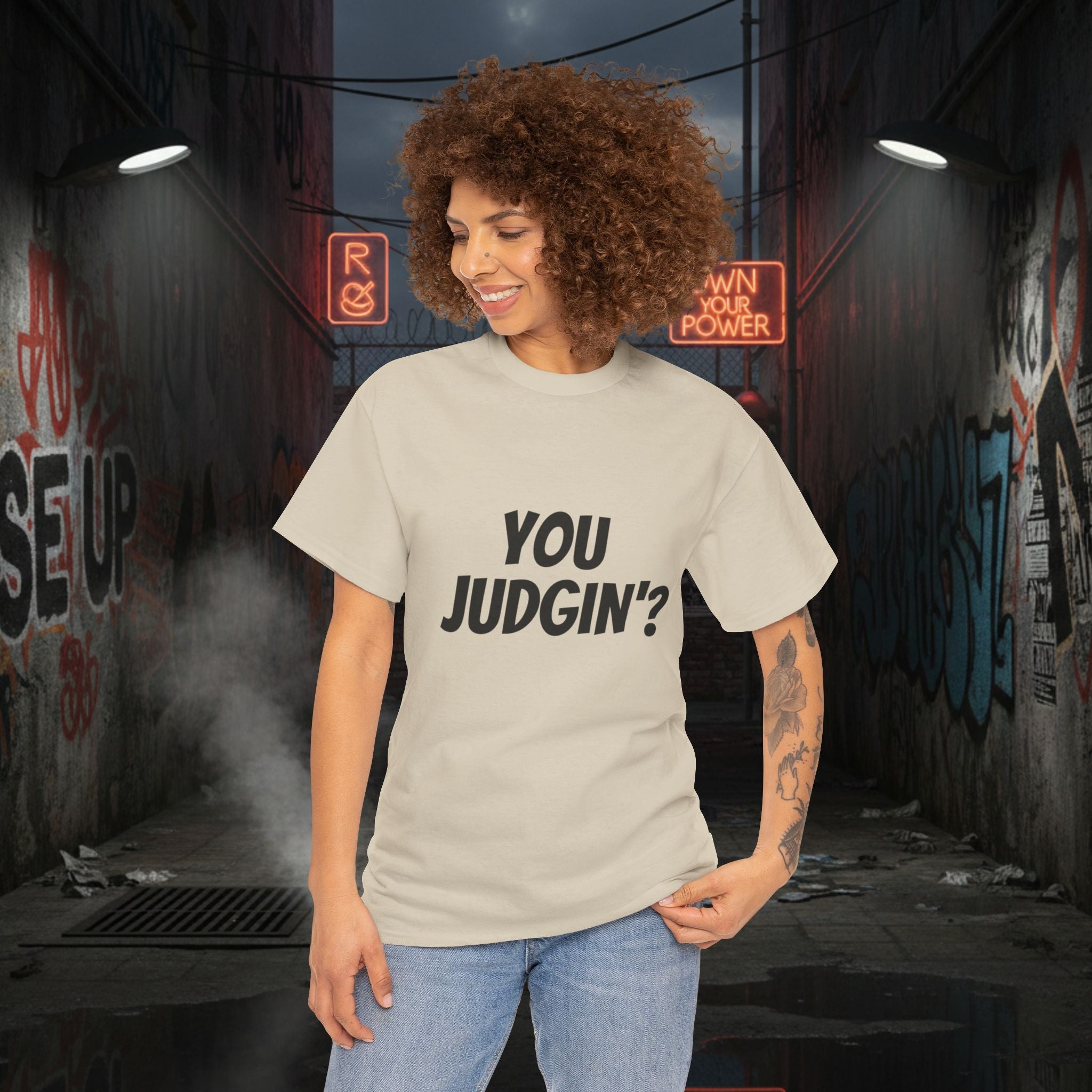 You Judgin'? Graphic Tee — 'Don't Be This Guy' Gavel Judge Back Print