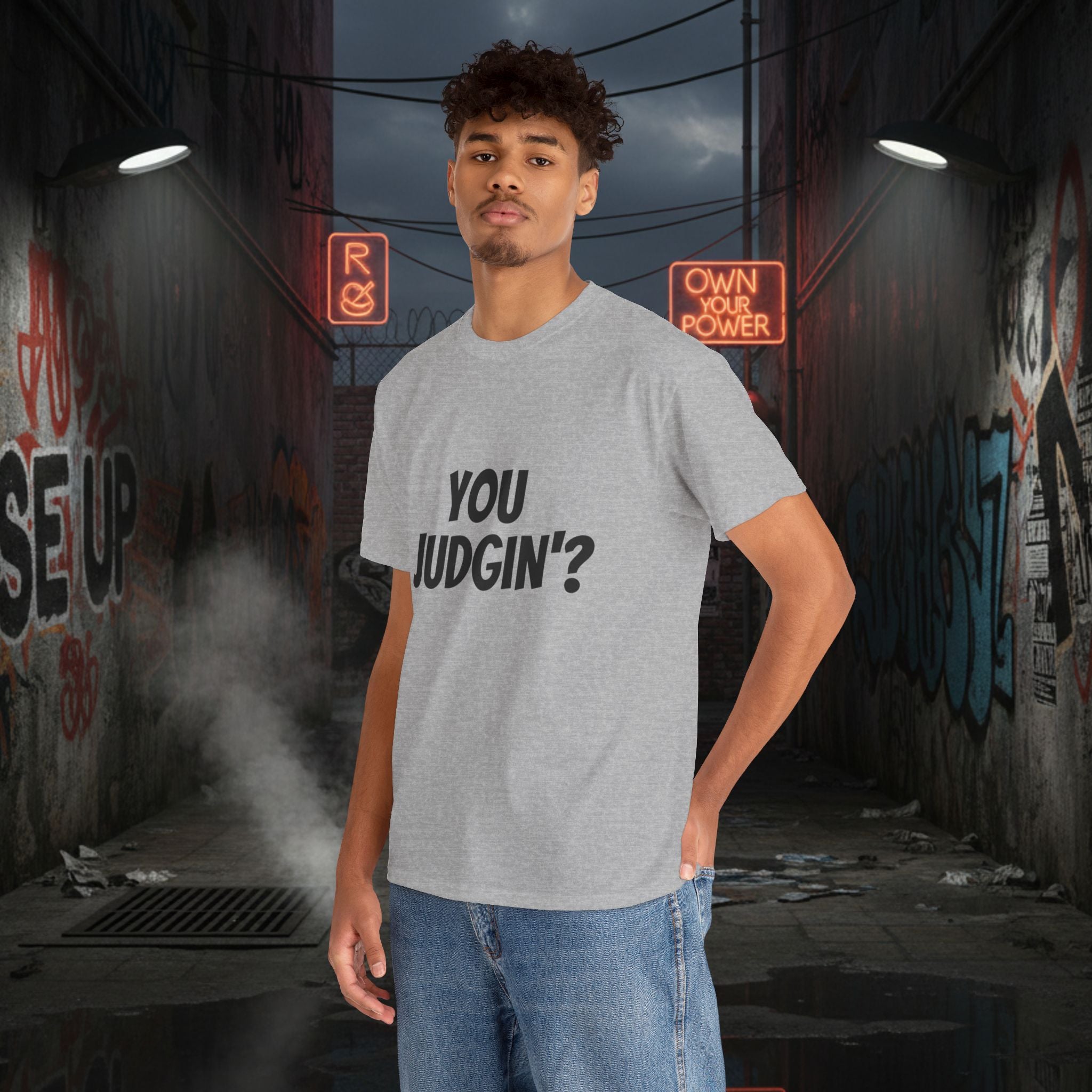 You Judgin'? Graphic Tee — 'Don't Be This Guy' Gavel Judge Back Print