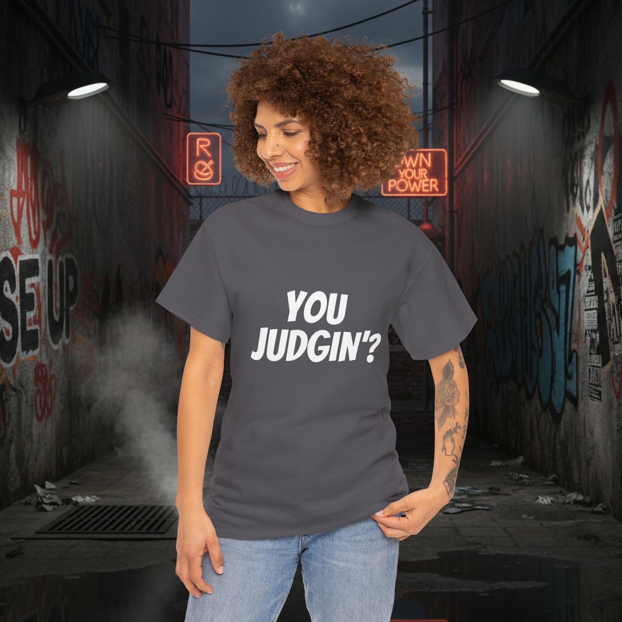 You Judgin'? Graphic Tee — 'Don't Be This Guy' Gavel Judge Back Print