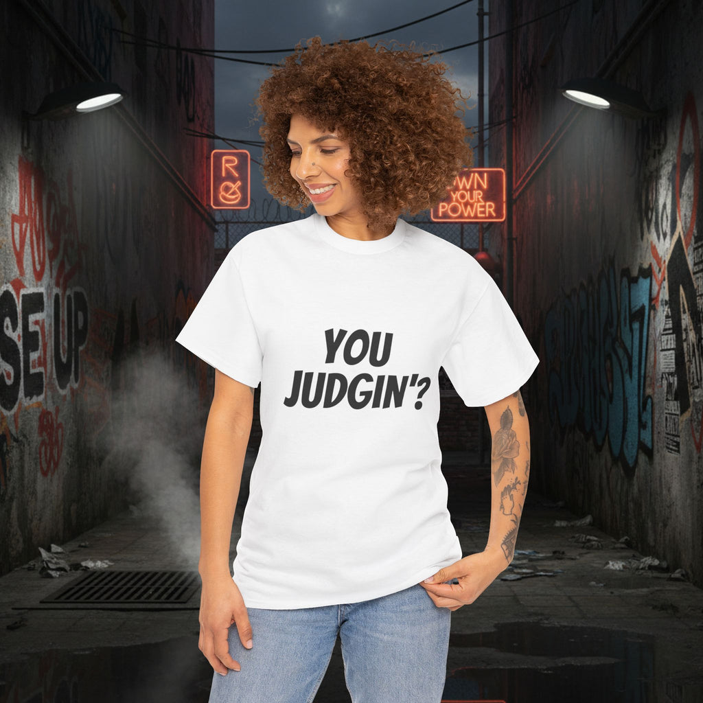 You Judgin'? Graphic Tee — 'Don't Be This Guy' Gavel Judge Back Print