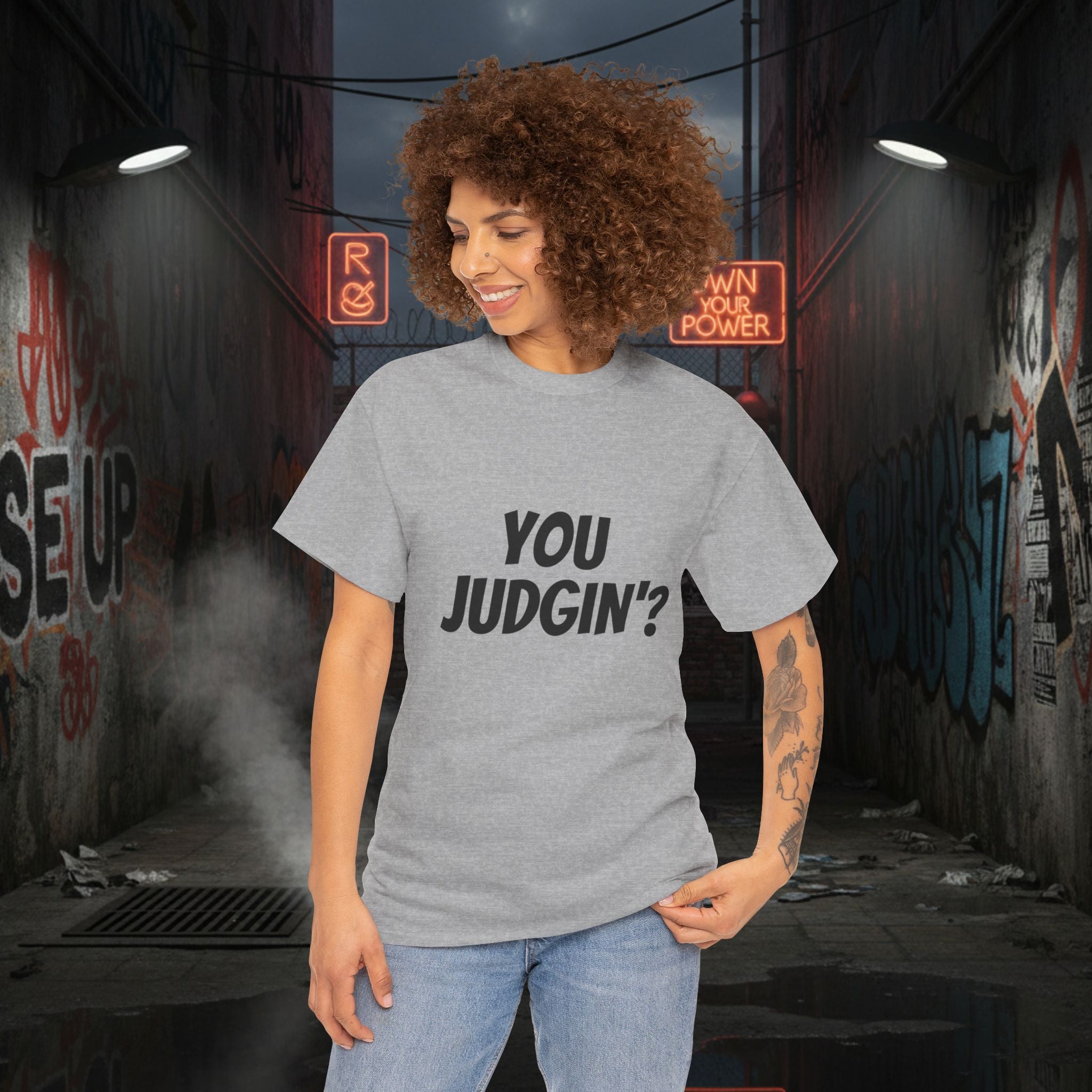 You Judgin'? Graphic Tee — 'Don't Be This Guy' Gavel Judge Back Print
