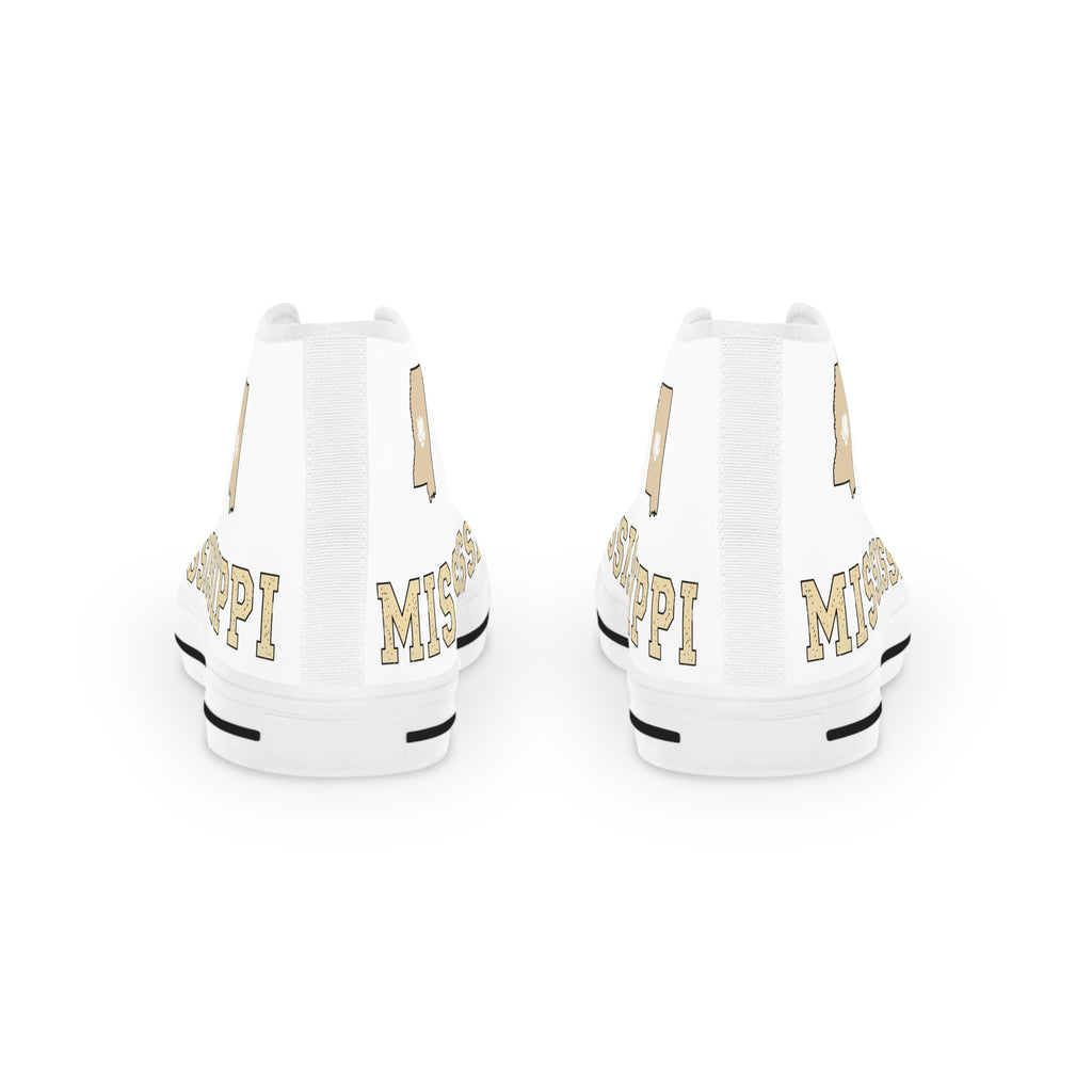 Mississippi High Top Sneakers — White Retro College-Style Men's Shoes