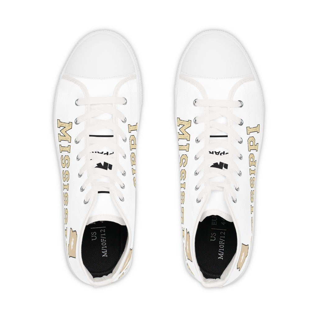 Mississippi High Top Sneakers — White Retro College-Style Men's Shoes