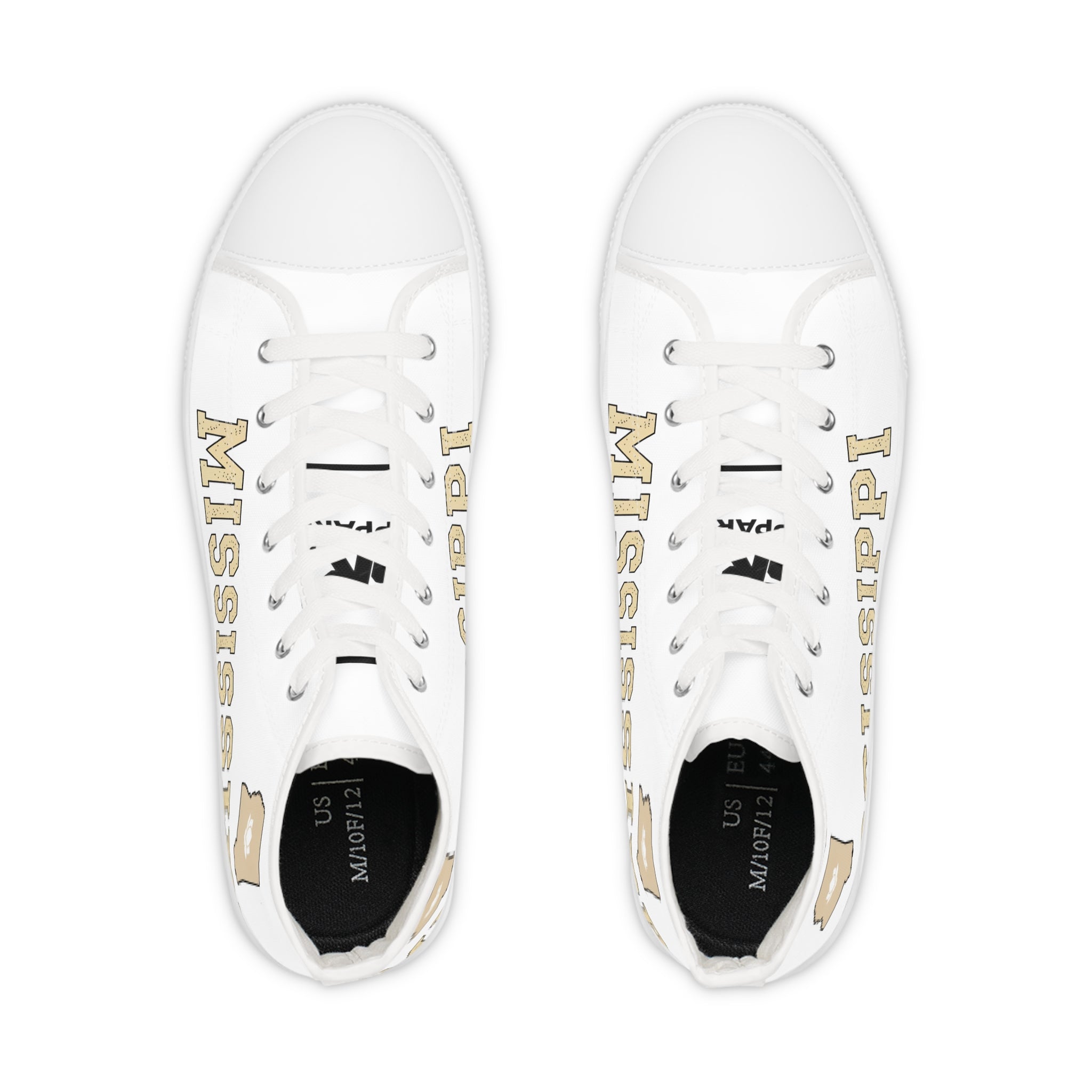 Mississippi High Top Sneakers — White Retro College-Style Men's Shoes