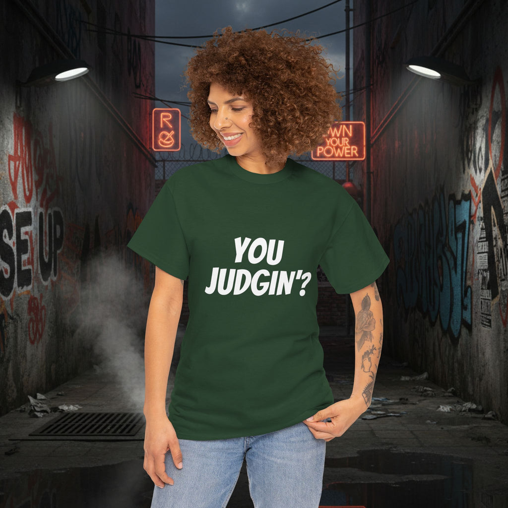 You Judgin'? Graphic Tee — 'Don't Be This Guy' Gavel Judge Back Print