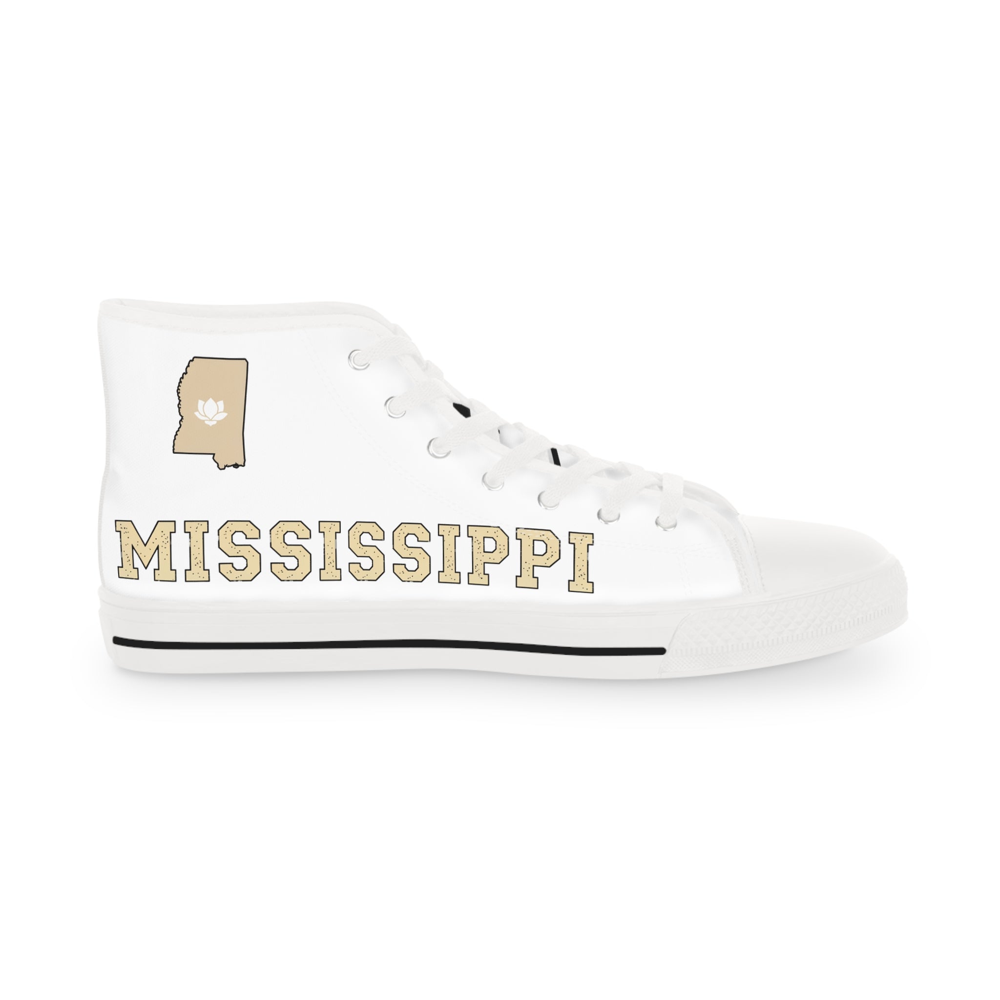 Mississippi High Top Sneakers — White Retro College-Style Men's Shoes