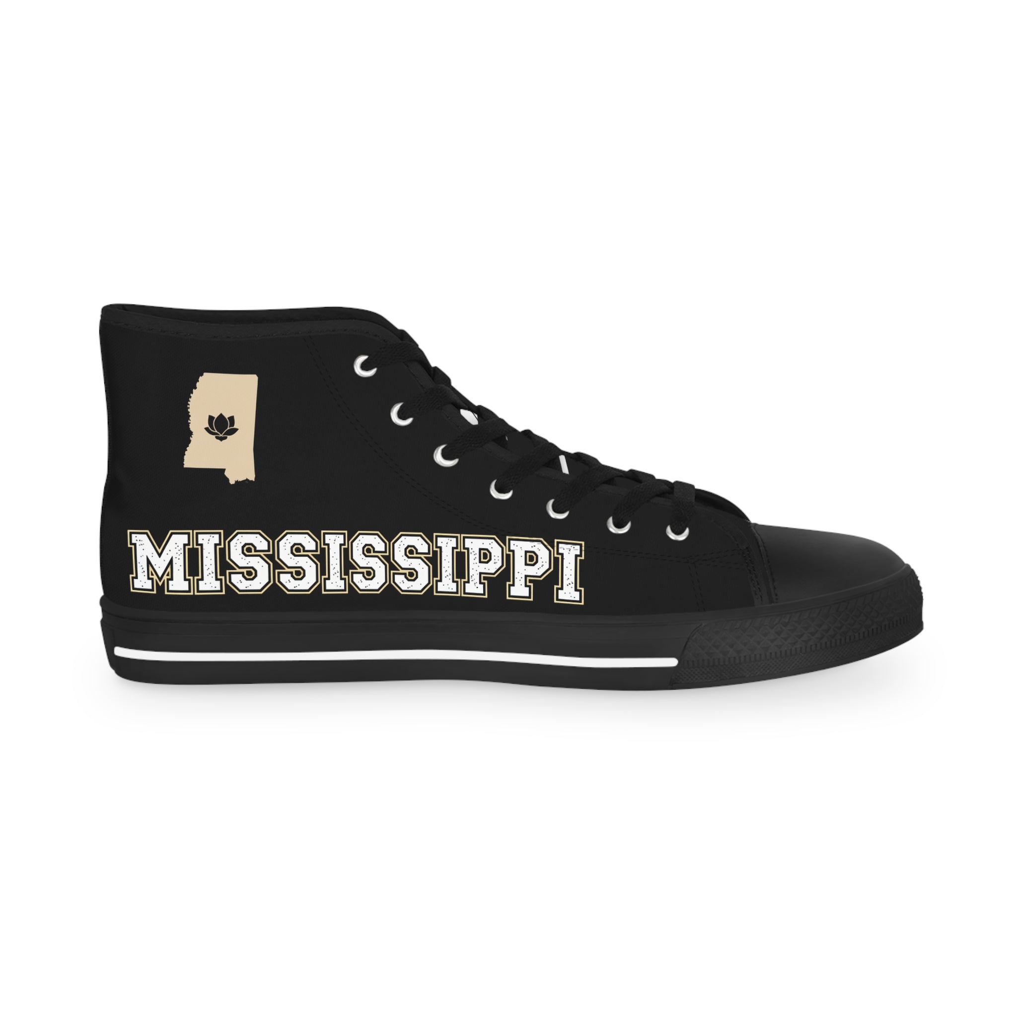 Mississippi High Top Sneakers — White Retro College-Style Men's Shoes