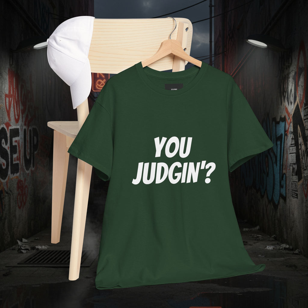 You Judgin'? Graphic Tee — 'Don't Be This Guy' Gavel Judge Back Print