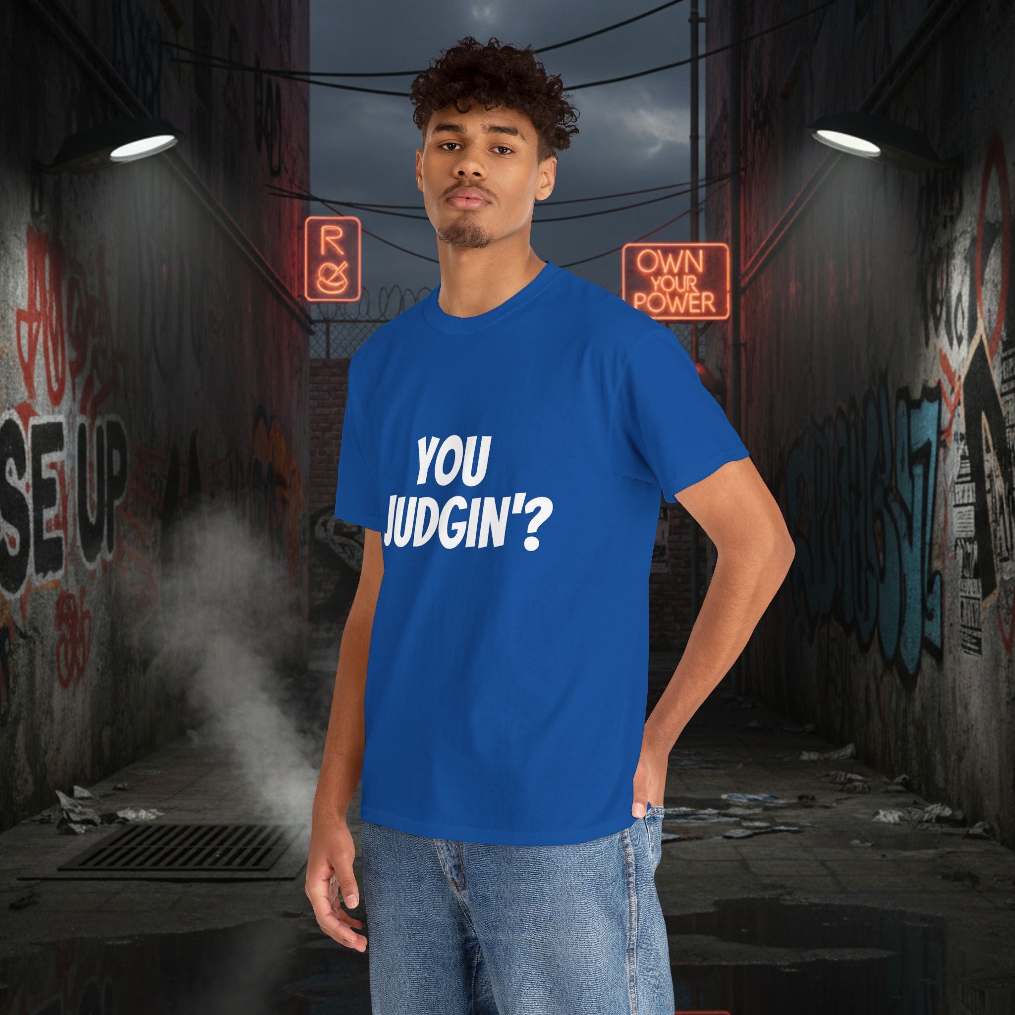You Judgin'? Graphic Tee — 'Don't Be This Guy' Gavel Judge Back Print