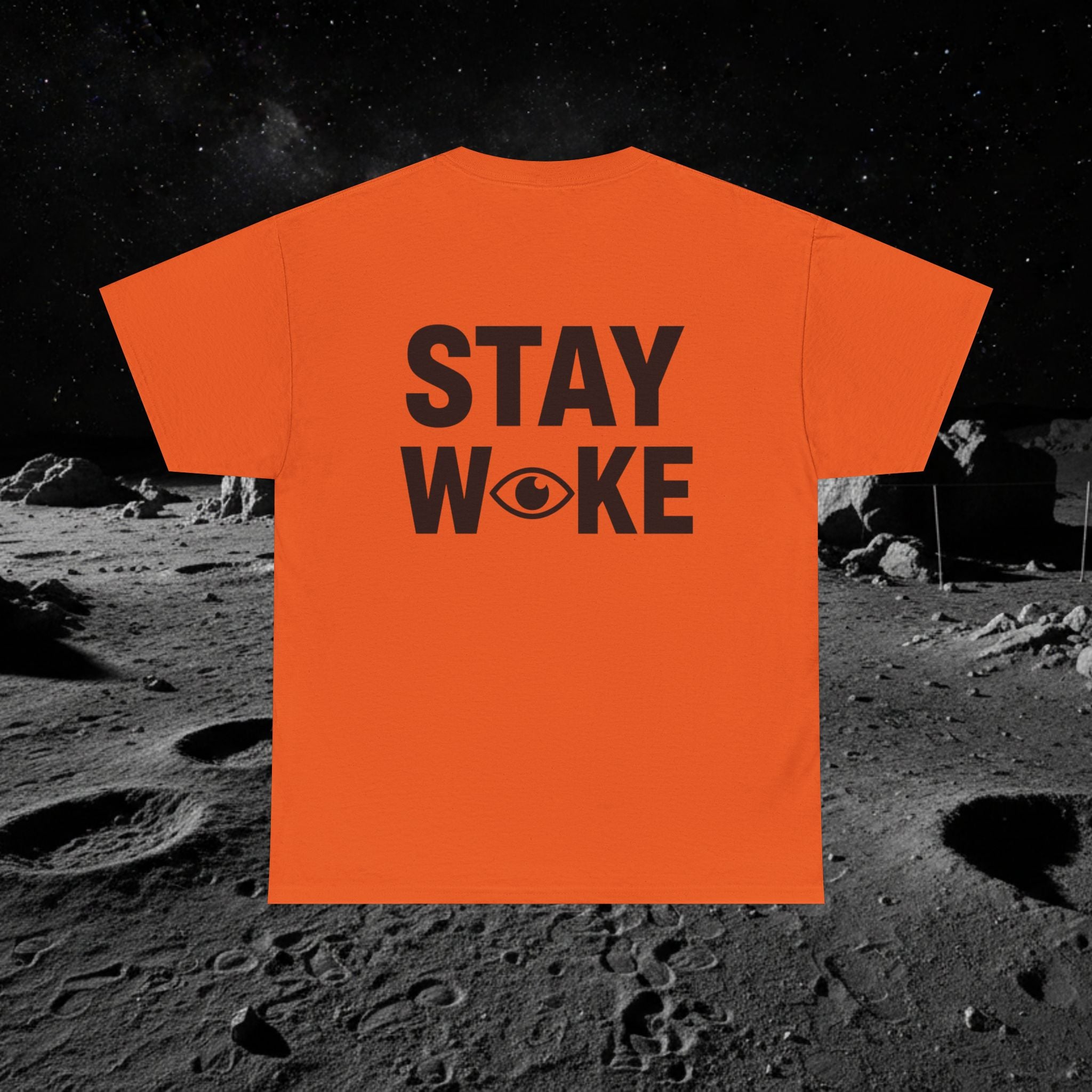 Fake Moon Landing Tee — "It Was All Fake AF" Front & "Stay Woke" Back